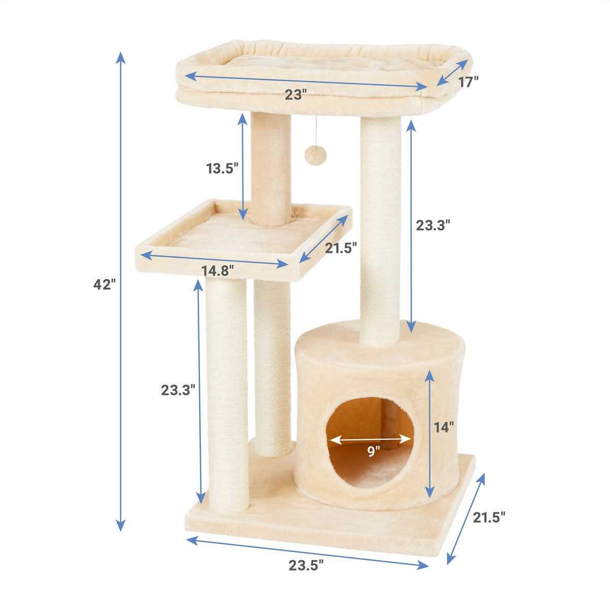 Heavy Duty Faux Fur Cat Tree Condo S728