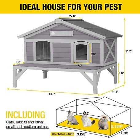 Wooden Cat House for Feral Cats J616834