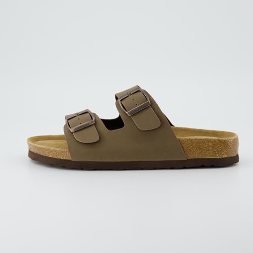 Women's Cork Footbed Sandals with Double Buckle Slip-On and Arch Support U61950