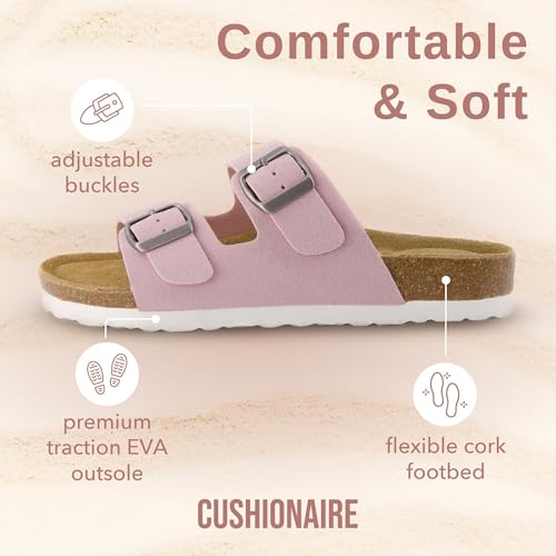 Women's Cork Footbed Sandals with Double Buckle Slip-On and Arch Support U61950