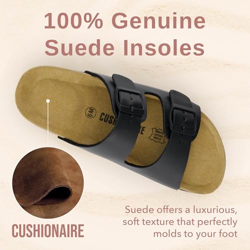 Women's Cork Footbed Sandals with Double Buckle Slip-On and Arch Support U61950