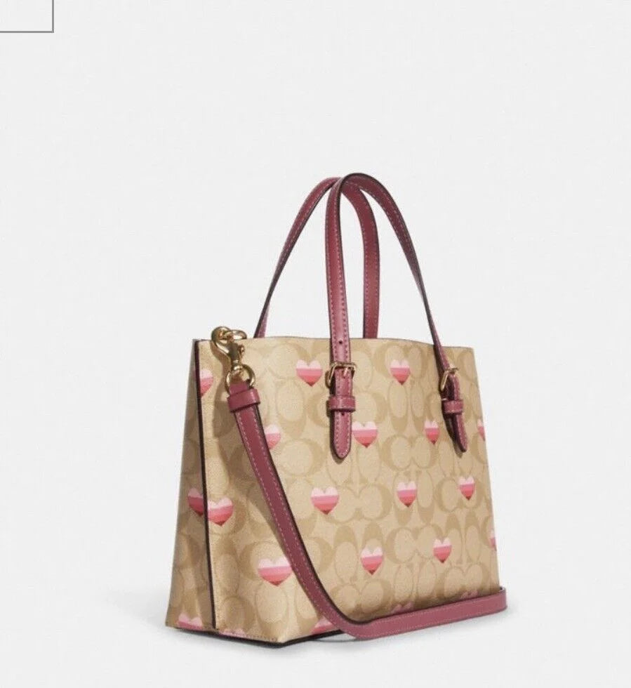 Heart Stripe Print Crossbody Tote Bag Q194