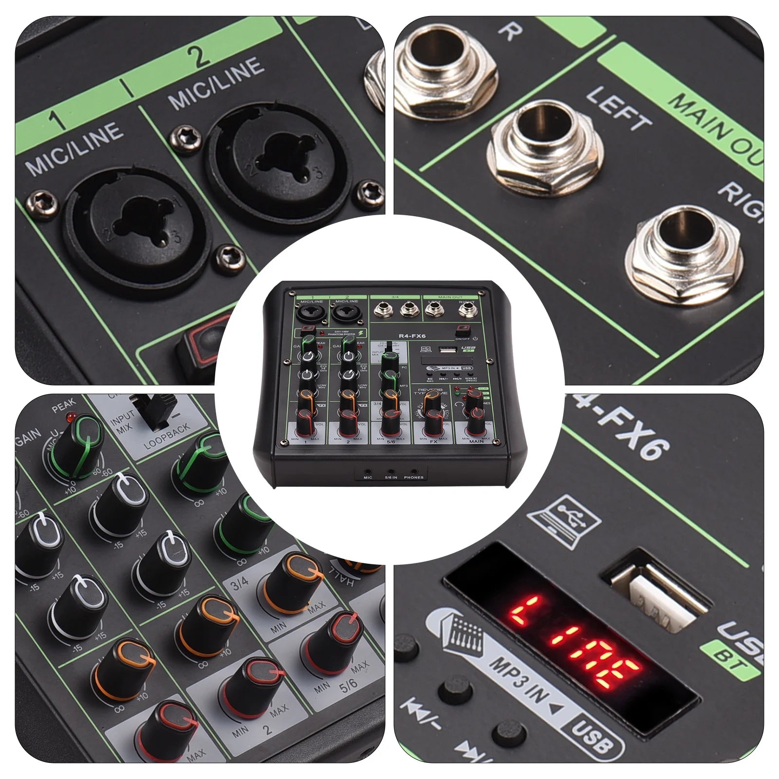 6 Channel USB Audio Mixer with MP3 and Bluetooth I513
