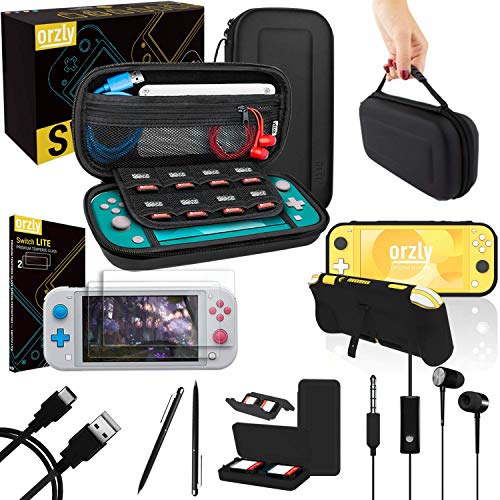 Switch Lite Accessories Bundle with Case, Screen Protector, USB Cable, Games Holder, Grip Case, Headphones, Thumb-Grip Pack K6558