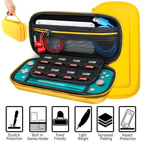 Switch Lite Accessories Bundle with Case, Screen Protector, USB Cable, Games Holder, Grip Case, Headphones, Thumb-Grip Pack K6558