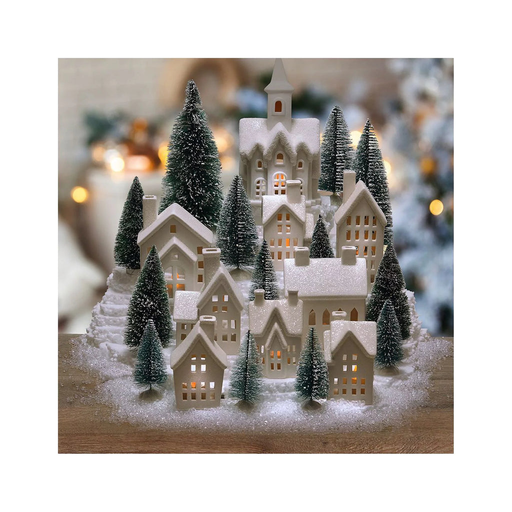 31-Piece LED Village Set with Timer Tea Lights Z9579