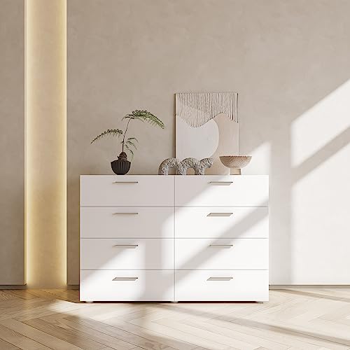 8 Drawer Wood Lateral Dresser with Metal Handles A61713