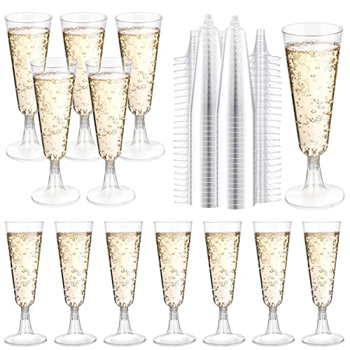 Champagne Flutes Plastic 40 Pcs Gold Glitter Disposable Wedding Party Cups Q321173