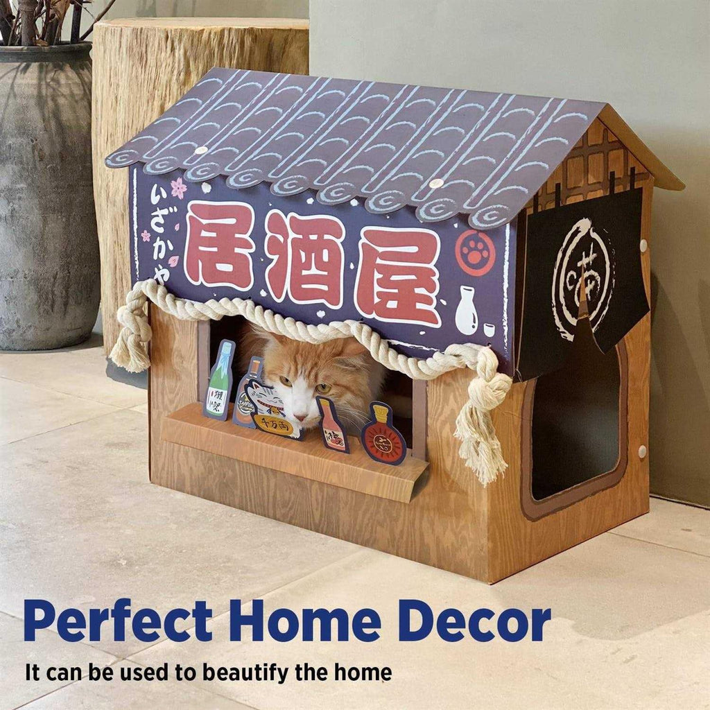 Large Sturdy Cardboard Cat House with Scratcher Cat Condo Bed R7854