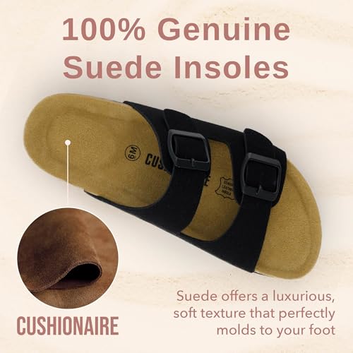 Women's Cork Footbed Sandals with Double Buckle Slip-On and Arch Support U61950