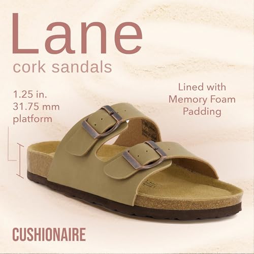 Women's Cork Footbed Sandals with Double Buckle Slip-On and Arch Support U61950