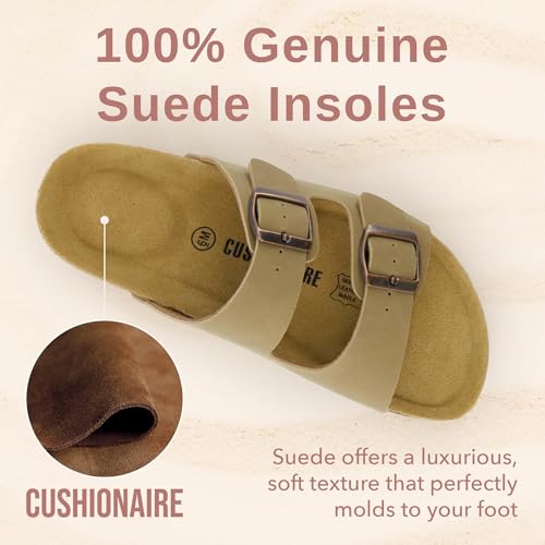 Women's Cork Footbed Sandals with Double Buckle Slip-On and Arch Support U61950