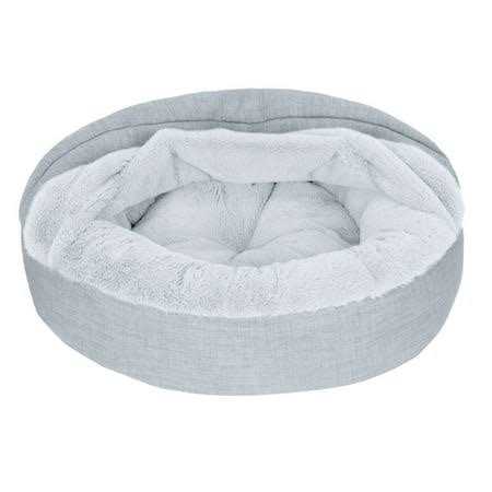FurHaven Pet Products Plush &amp; Performance Linen Hooded Donut Pet Bed for Dogs &amp; Cats - Pet Supplies online store