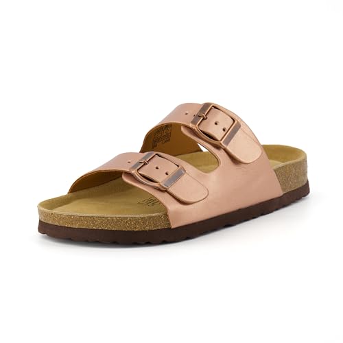 Women's Cork Footbed Sandals with Double Buckle Slip-On and Arch Support U61950