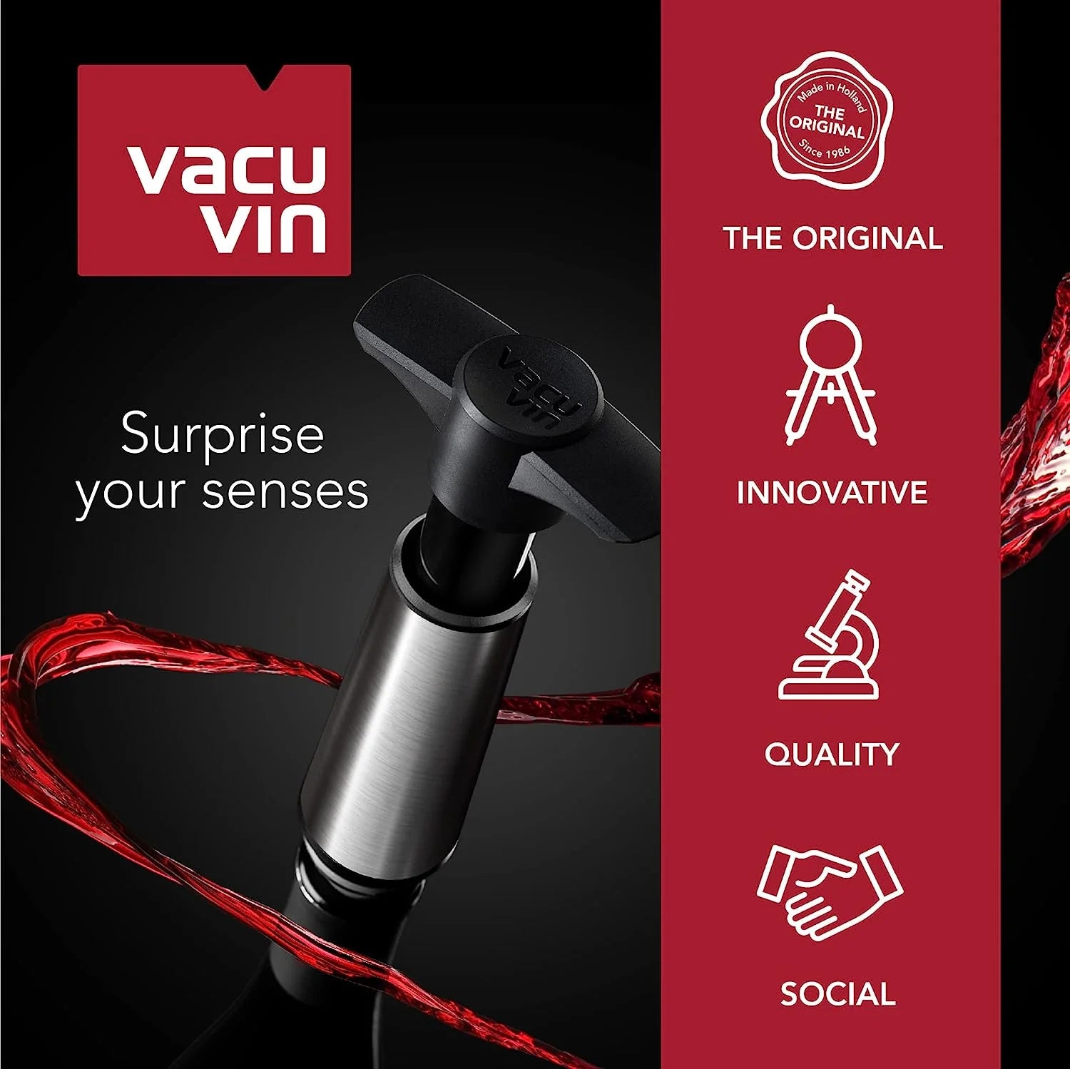 Wine Saver Pump with Vacuum Stoppers, Reusable Set of 8 W277899