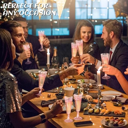 Champagne Flutes Plastic 40 Pcs Gold Glitter Disposable Wedding Party Cups Q321173