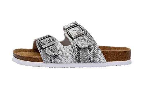 Women's Cork Footbed Sandals with Double Buckle Slip-On and Arch Support U61950