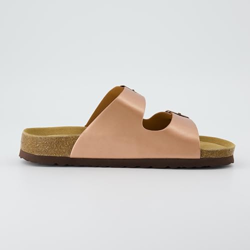 Women's Cork Footbed Sandals with Double Buckle Slip-On and Arch Support U61950