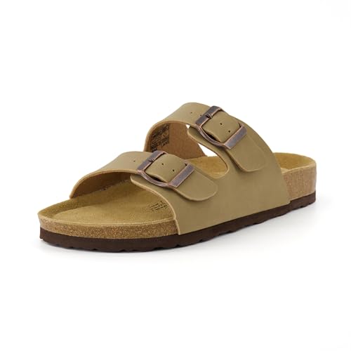 Women's Cork Footbed Sandals with Double Buckle Slip-On and Arch Support U61950