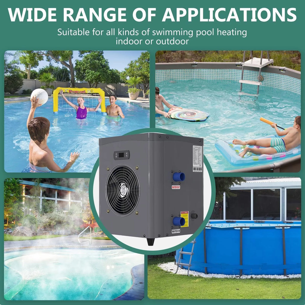 Swimming Pool Heat Pump for Above Ground Pools, 14945 BTU/hr, 4000 Gallons Y1598