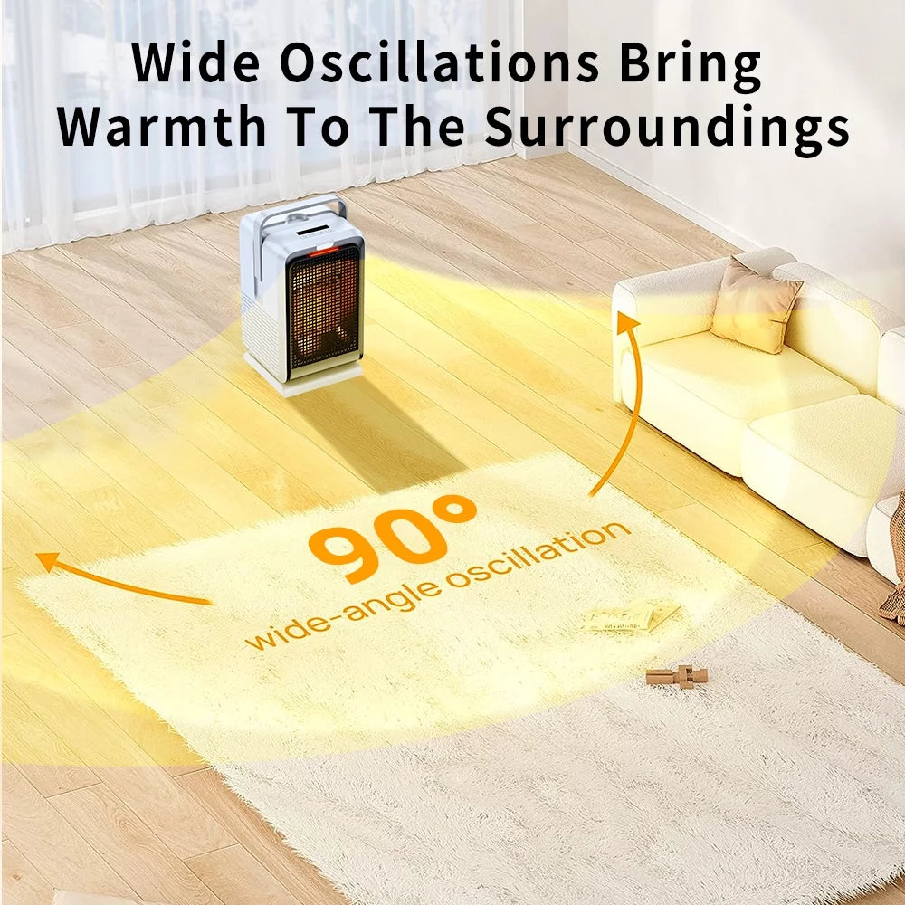 Htovila Portable Heater, 90 Degrees Oscillation, 1000W PTC Ceramic Electric Heater, Warm air blower