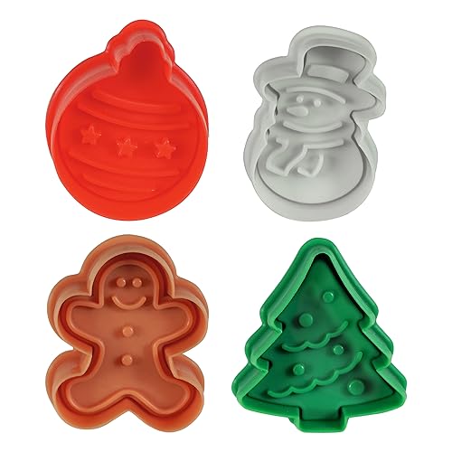 Christmas Pastry and Cookie Cutter Set of 4, Assorted Designs, 2 Inches L6397