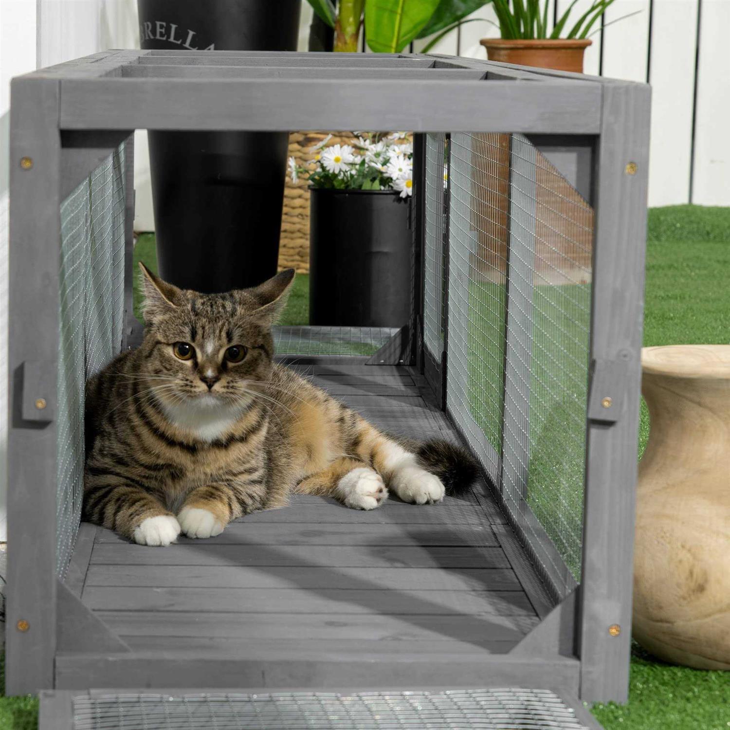 Cat Tunnel with Extendable Wooden Design for Outdoor Use E669543