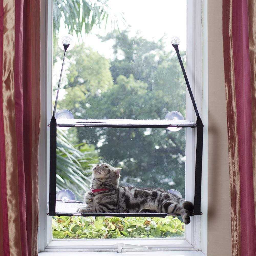 LIFIS Cat Window Perch Cat Hammock for Window 2 Layers Bed Up to 55lb Can Be Installed on Small Window Soft Mats Stable Metal Frames Kitty Sunny - Pet Supplies online store