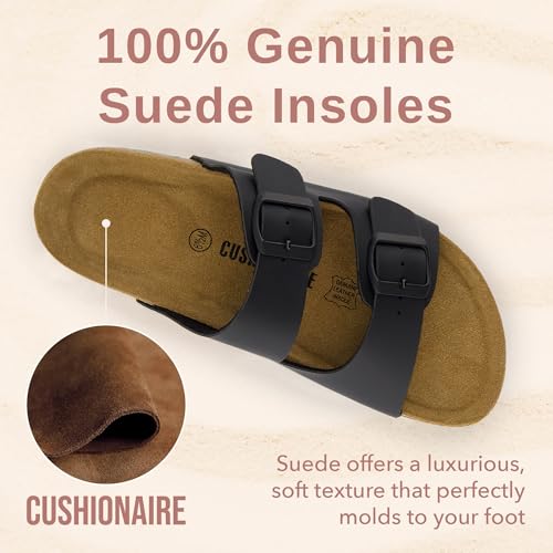 Women's Cork Footbed Sandals with Double Buckle Slip-On and Arch Support U61950