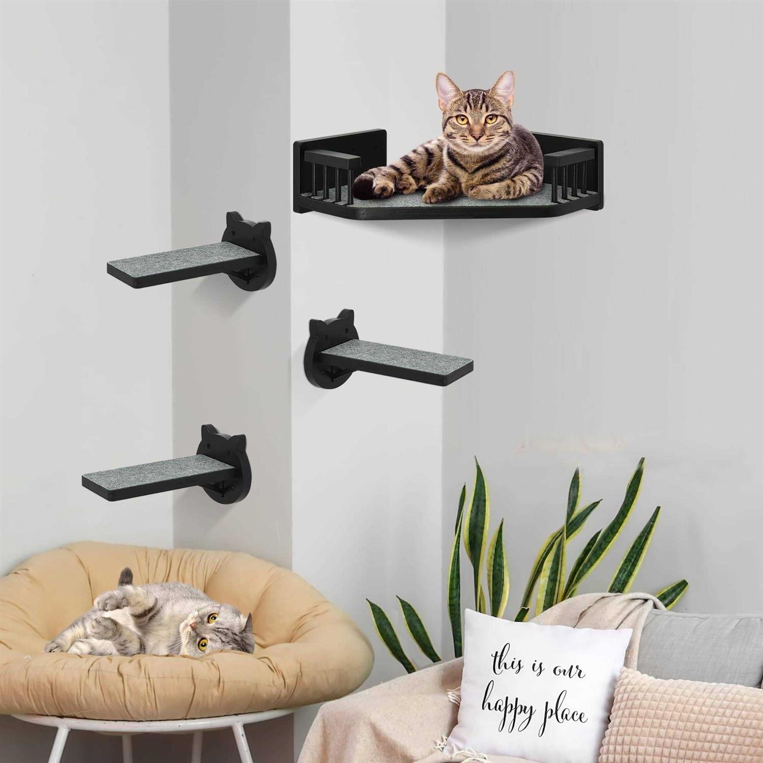 Cat Wall Shelves with 3 Steps for Climbing and Perching D17518