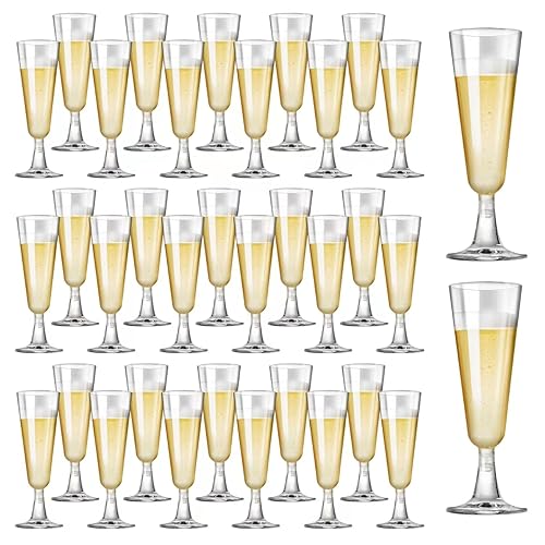 Champagne Flutes Plastic 40 Pcs Gold Glitter Disposable Wedding Party Cups Q321173