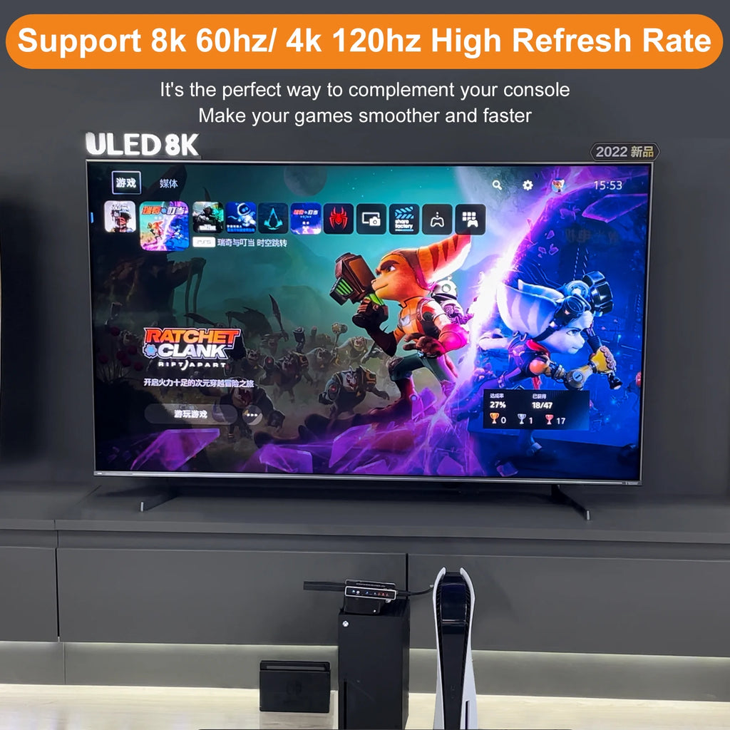 HDMI 2.1 Switch 8K 4K@120Hz 3-in-1 Out with IR Remote S603