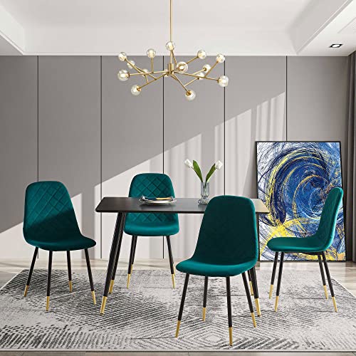 Modern Dining Chairs Set of 4, Velvet Tufted Accent Chairs with Metal Legs, Green D461678