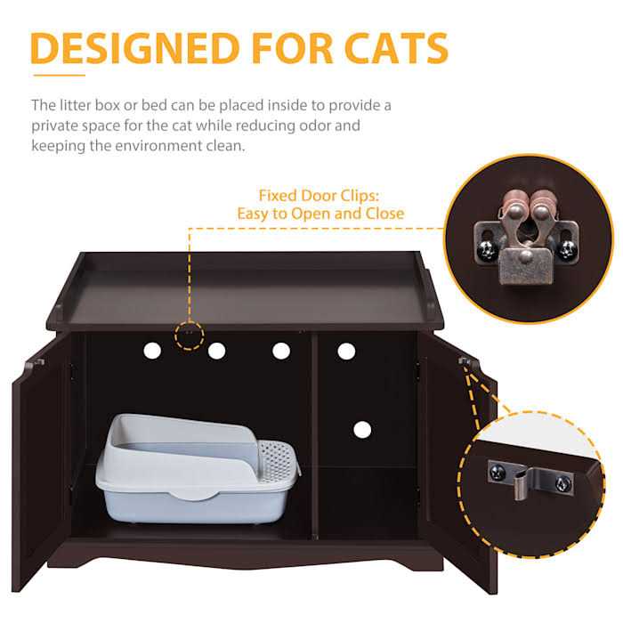 Decorative Espresso Hidden Cat Litter Box Furniture N3093