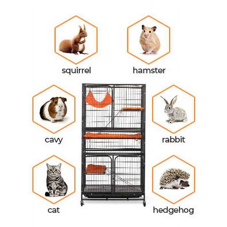 4-Tier Wire Cat Cage Pet Enclosure with Removable Wheels Y966