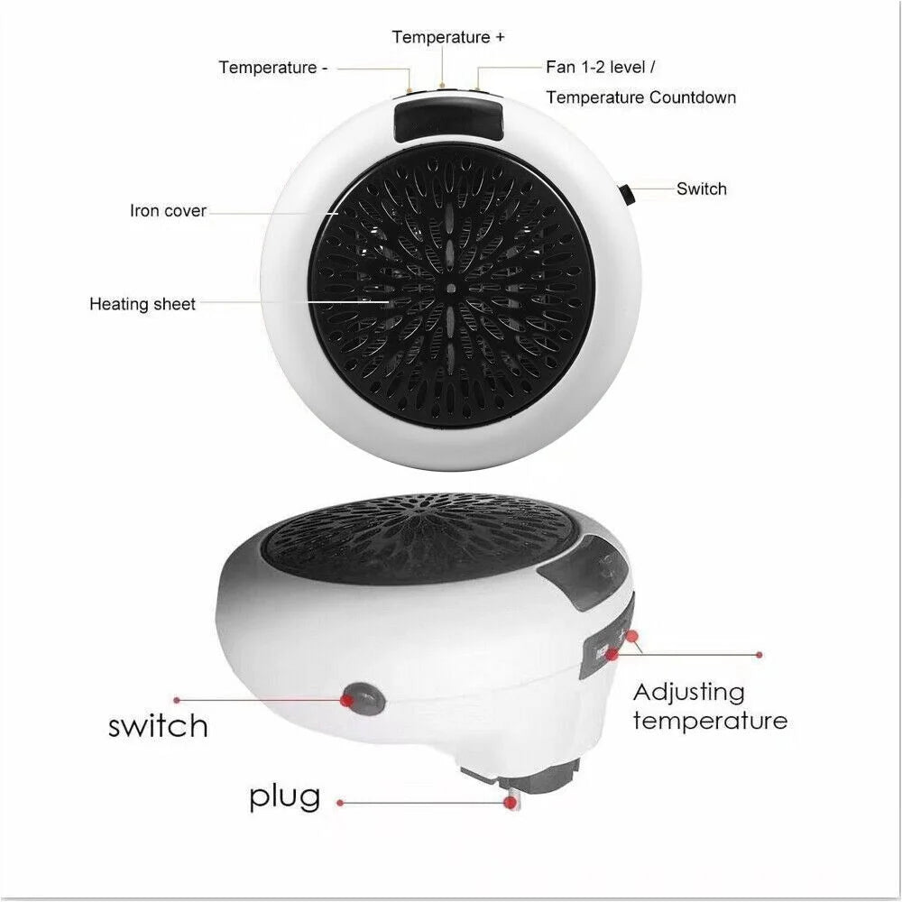 900W Digital Thermostat Electric Heater Fan with Remote and Timer X1767