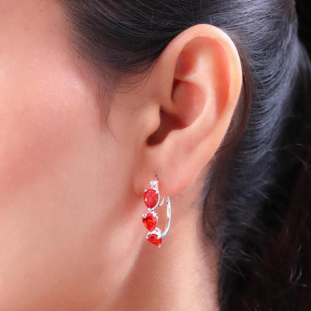 Orange Huggie Hoop Earrings with Cubic Zirconia Q3310