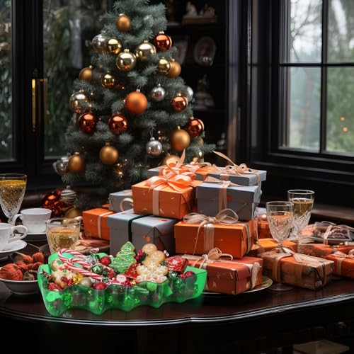 Christmas Tree Shaped Serving Tray Plastic Green Reusable Xmas Snack Platter Y735