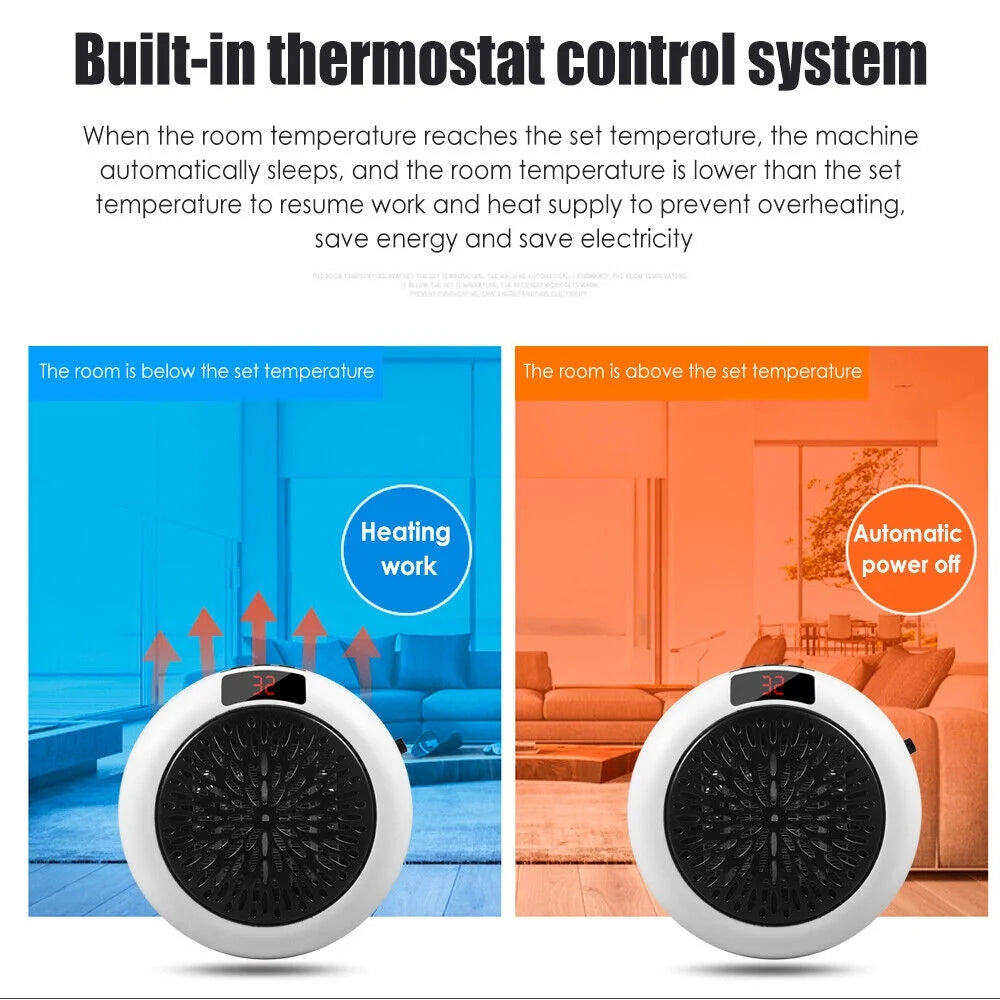 900W Digital Thermostat Electric Heater Fan with Remote and Timer X1767