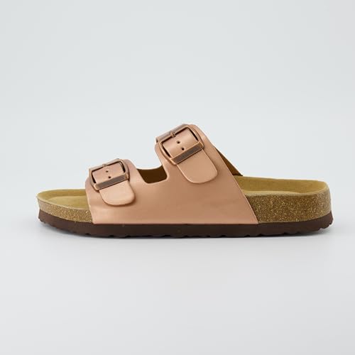 Women's Cork Footbed Sandals with Double Buckle Slip-On and Arch Support U61950