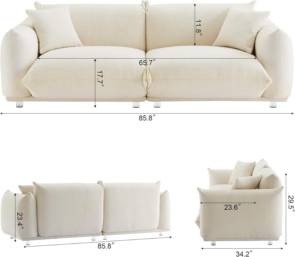 Sherpa Loveseat Sofa with Metal Legs, 3 Seater Couch E56448