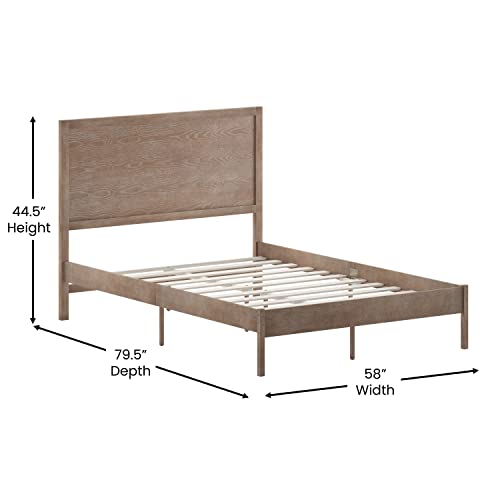 Solid Wood Platform Bed with Headboard, King Size, Dark Brown T492