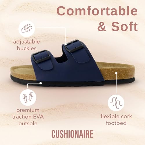 Women's Cork Footbed Sandals with Double Buckle Slip-On and Arch Support U61950