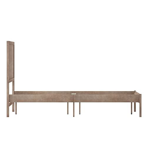 Solid Wood Platform Bed with Headboard, King Size, Dark Brown T492