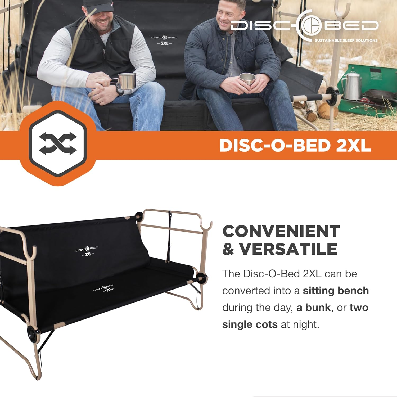 Outdoor Convertible 2 Person Camping Cot with Side Organizers X6281