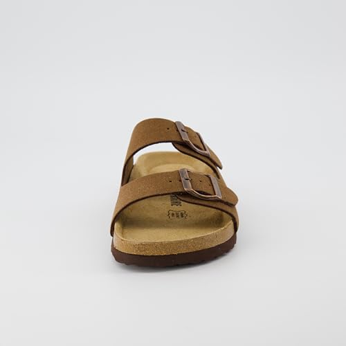 Women's Cork Footbed Sandals with Double Buckle Slip-On and Arch Support U61950