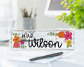 Personalized Teacher Desk Name Plate, Custom Teacher Name Plate for Desk, Teacher Acrylic Block, Teacher Appreciation Gift, Rainbow Teacher Desk Decor