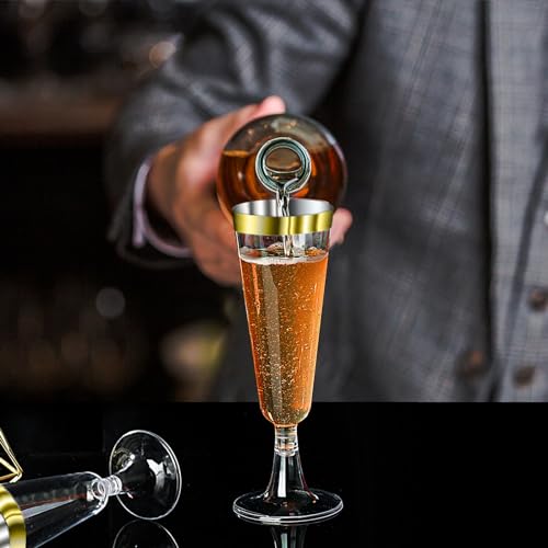 Champagne Flutes Plastic 40 Pcs Gold Glitter Disposable Wedding Party Cups Q321173