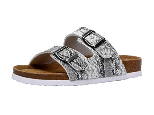 Women's Cork Footbed Sandals with Double Buckle Slip-On and Arch Support U61950