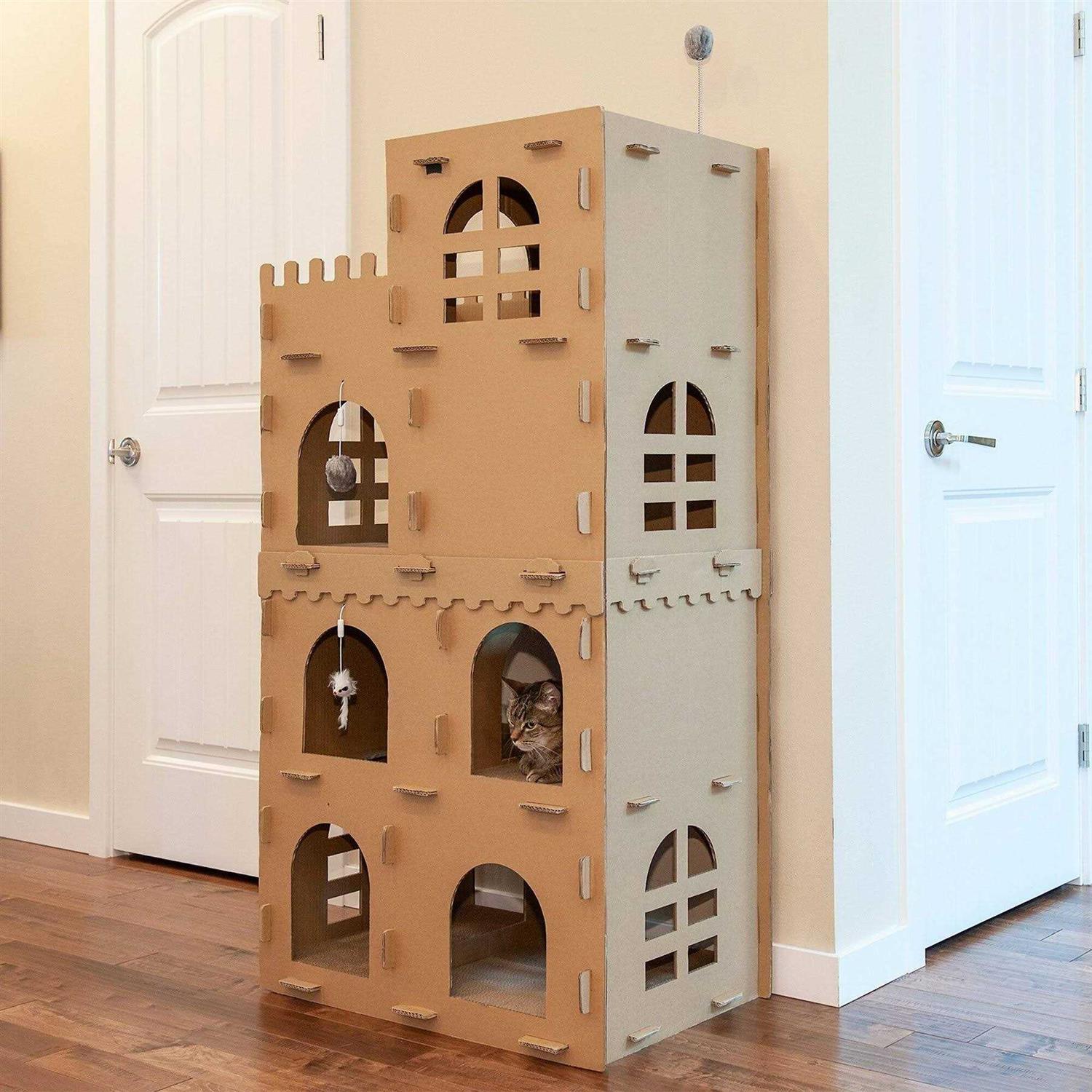 Corrugated Cat Scratcher House with Catnip T634